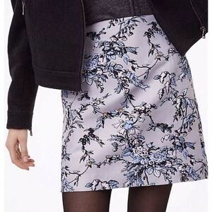 New with Tags, LOFT, Floral Gray and Blue Lined Skirt, Size 14